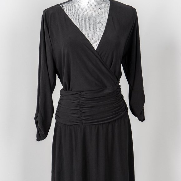 NWT NY Collection Black Ruched Dress 1X - Picture 2 of 5